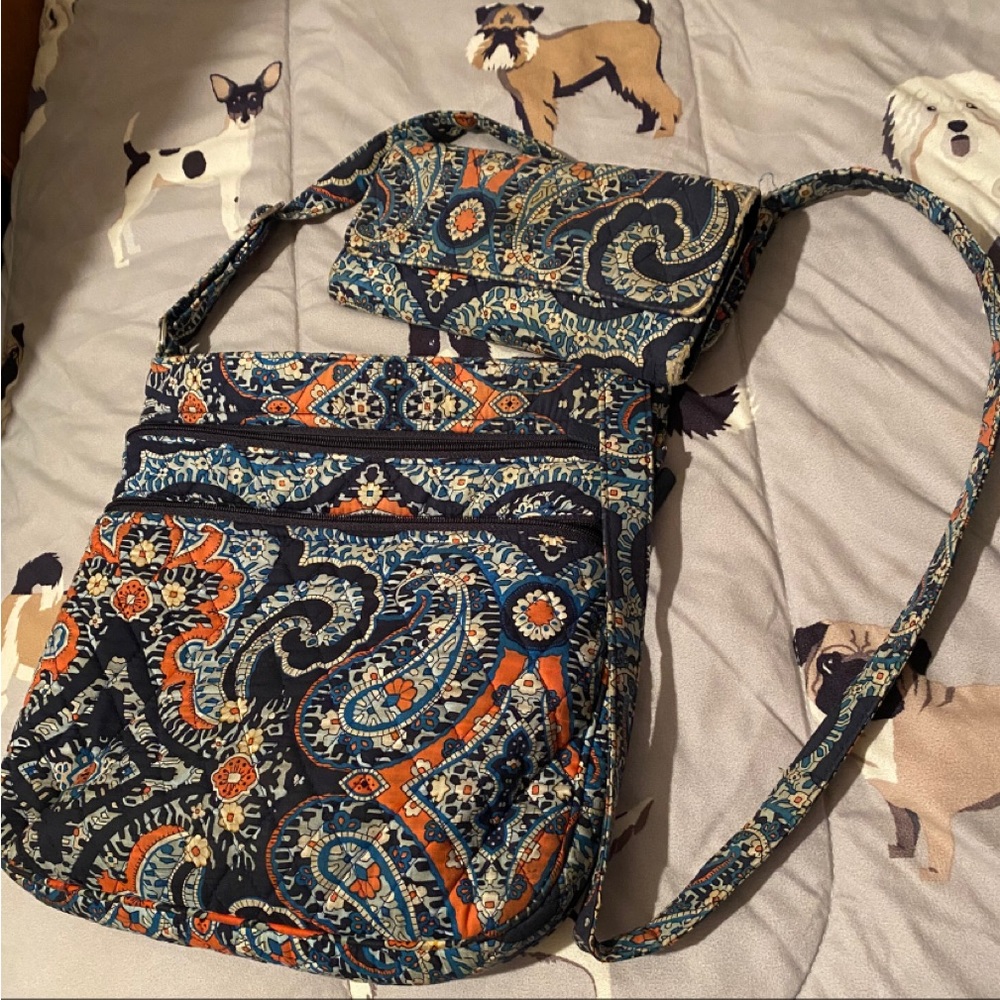 Vera Bradley blue printed Crossbody bag with matching wallet